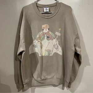 Jerzees Tan Long Sleeve Crewneck Sweatshirt w/ Snowman Ice Finishing Size 2X